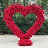 Enchanting Red Rose Heart Arch: The Perfect Backdrop for Your Dream Wedding and Celebration Events