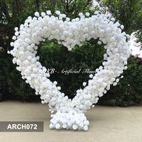 ARCH072 DKB Hot Selling Artificial Silk Flower Arch White Heart Shape Flower Arch for Wedding Background Decoration