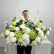 GF481 Elegant White and Green Artificial Flower Wedding Floor Arrangement