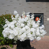 GF547 80cm White Artificial Rose & Delphinium Floral Runner - Faux Flower Centerpiece for Wedding Tables