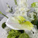 GF547 80cm Centro de Mesa Floral Artificial Rosas y Delphinium Blanco - Centro de Mesa de Flores Falsas para Bodas
