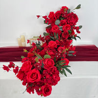 TR259 Elegant Red Artificial Rose Wedding Centerpiece with Cascading Flowers