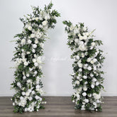 ARCH298 White and Green Artificial Flower Wedding Arch Backdrop for Ceremony & Event Decor