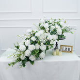 TR303 White Artificial Rose Garland Centerpiece, 43.3" Wedding Table Decor