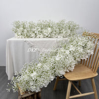 TR134 Elegant White Artificial Baby’s Breath Wedding Table Runner