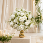 FB384 DKB Artificial Flowers Factory 50 cm White Silk Flower Ball for Wedding Table Decoration