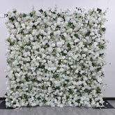 HQ098 White Artificial Flower Wall Backdrop for Wedding & Event Decor