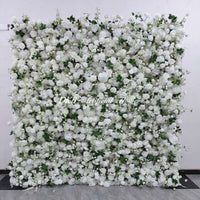 HQ098 White Artificial Flower Wall Backdrop for Wedding & Event Decor