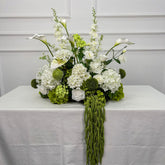 GF453 Elegant White and Green Artificial Flower Wedding Floor Arrangement