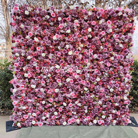 HQ112 Pink and Purple Artificial Flower Wall Backdrop for Wedding and Event Decor – 8 x 8 ft