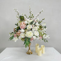 FB1167 Blush Pink & Ivory Artificial Flower Arrangement, 19.69" Wedding Centerpiece