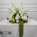 GF547 80cm Centro de Mesa Floral Artificial Rosas y Delphinium Blanco - Centro de Mesa de Flores Falsas para Bodas