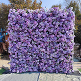 HQ263 8x8 FT Purple Artificial Flower Wall Backdrop for Wedding and Event Decor
