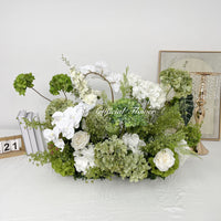GF182 Elegant Green and White Artificial Flower Wedding Table Centerpiece