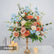 FB1926 Peach, Blue & White Artificial Flower Wedding Centerpiece with Gold Stand, 19.69"
