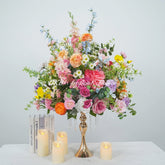 FB1930 Colorful Artificial Flower Wedding Centerpiece with Gold Stand, 23.62" Tall