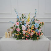 GF546 Colorful Artificial Flower Wedding Floor Arrangement – Pink, Blue & Peach Floral Decor