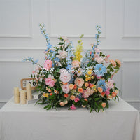 GF546 Colorful Artificial Flower Wedding Floor Arrangement – Pink, Blue & Peach Floral Decor