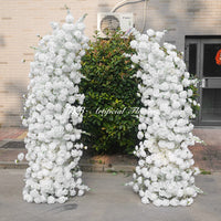ARCH297 DKB Arco de flores de seda artificial de gran venta, arco de flores de cuerno blanco para decoración de fondo de boda