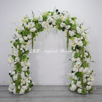 ARCH581 Green and White Artificial Flower Wedding Arch for Ceremony & Event Decor
