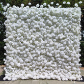 HQ135 White Artificial Rose Flower Wall Backdrop for Wedding and Event Decor
