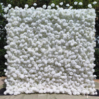 HQ135 White Artificial Rose Flower Wall Backdrop for Wedding and Event Decor