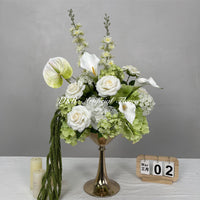 FB725 Elegant White and Green Artificial Flower Wedding Centerpiece