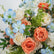 FB1926 Peach, Blue & White Artificial Flower Wedding Centerpiece with Gold Stand, 19.69"
