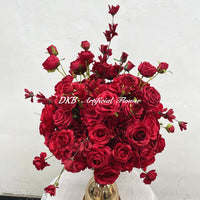 FB104 DKB Artificial Flowers Factory RedSilk Flower Ball for Wedding Table Decoration