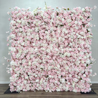 HQ335 Pink and White Artificial Flower Wall Backdrop for Wedding and Events