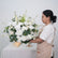 FB1791 White Artificial Flower Wedding Centerpiece with Gold Stand, 19.69" Wide