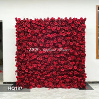 HQ187 DKB Luxurious Deep Red Rose Flower Wall Backdrop