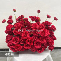 GF218 70cm Deep Red Artificial Rose Centerpiece – Realistic Silk Floral Bouquet for Weddings & Home Decor