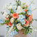 FB1926 Peach, Blue & White Artificial Flower Wedding Centerpiece with Gold Stand, 19.69"