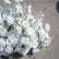 GF547 80cm White Artificial Rose & Delphinium Floral Runner - Faux Flower Centerpiece for Wedding Tables