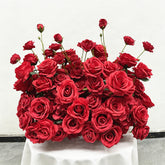 GF218 70cm Deep Red Artificial Rose Centerpiece – Realistic Silk Floral Bouquet for Weddings & Home Decor