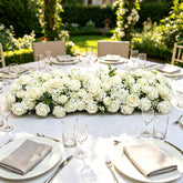 TR349 High End Silk Flower Runner White Artificial Flowers for Wedding Table Decorations