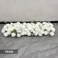 TR349 High End Silk Flower Runner White Artificial Flowers for Wedding Table Decorations