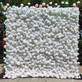 HQ135 White Artificial Rose Flower Wall Backdrop for Wedding and Event Decor