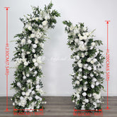 ARCH298 White and Green Artificial Flower Wedding Arch Backdrop for Ceremony & Event Decor