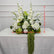 GF547 80cm Centro de Mesa Floral Artificial Rosas y Delphinium Blanco - Centro de Mesa de Flores Falsas para Bodas