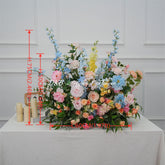 GF546 Colorful Artificial Flower Wedding Floor Arrangement – Pink, Blue & Peach Floral Decor