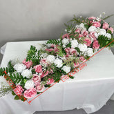TR429 Pink & White Artificial Rose Garland Centerpiece, 43.3" Wedding Table Decor