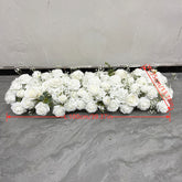 TR349 High End Silk Flower Runner White Artificial Flowers for Wedding Table Decorations