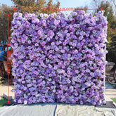 HQ263 8x8 FT Purple Artificial Flower Wall Backdrop for Wedding and Event Decor