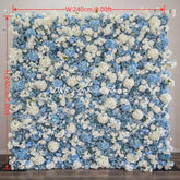 HQ155 Blue and White Artificial Flower Wall Backdrop for Wedding & Event Decor